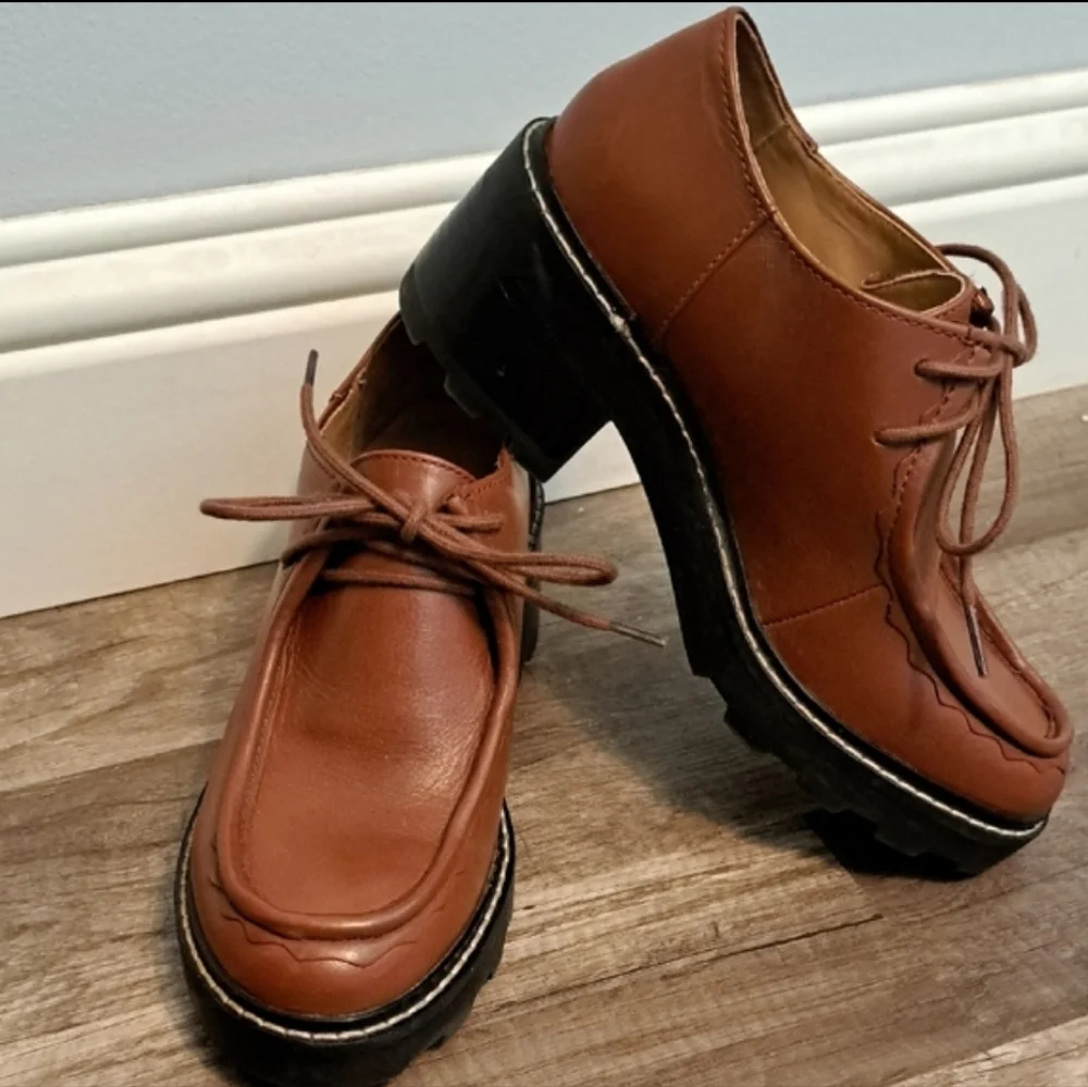 Madewell Brown Leather Oxfords with Platform Sole